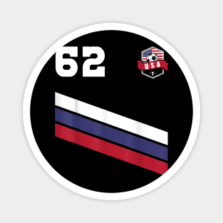 American USA Flag Soccer Jersey Favorite Lucky Number 62 Women Men Magnet